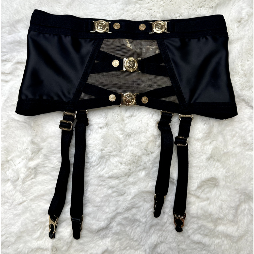 RARE🔥 Honey Birdette COLE🖤 Black & Gold Garter XS